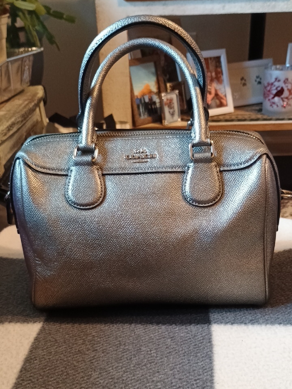Coach Mini Bennett Metallic Silver Satchel Handbag